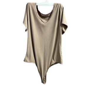 SO Womens Vneck Short Sleeve Body Suit Taupe Size XL NWOT